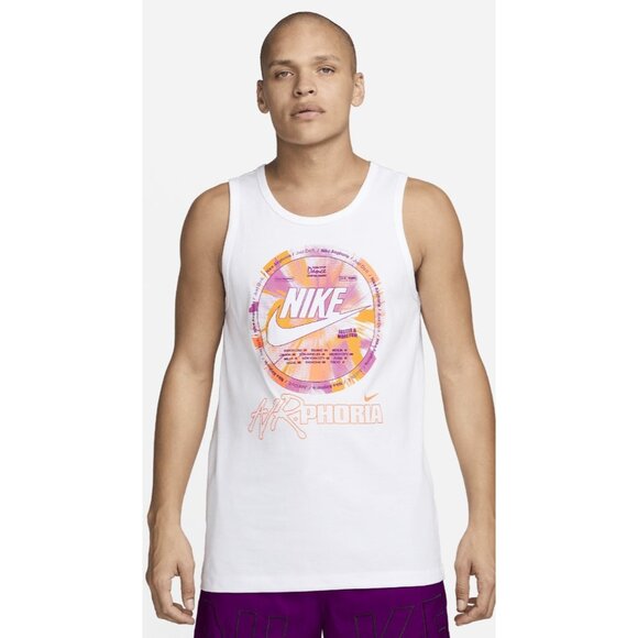 Nike Sportswear Mens Tank Top Large White Graphic Print Streetwear Training - Picture 2 of 12